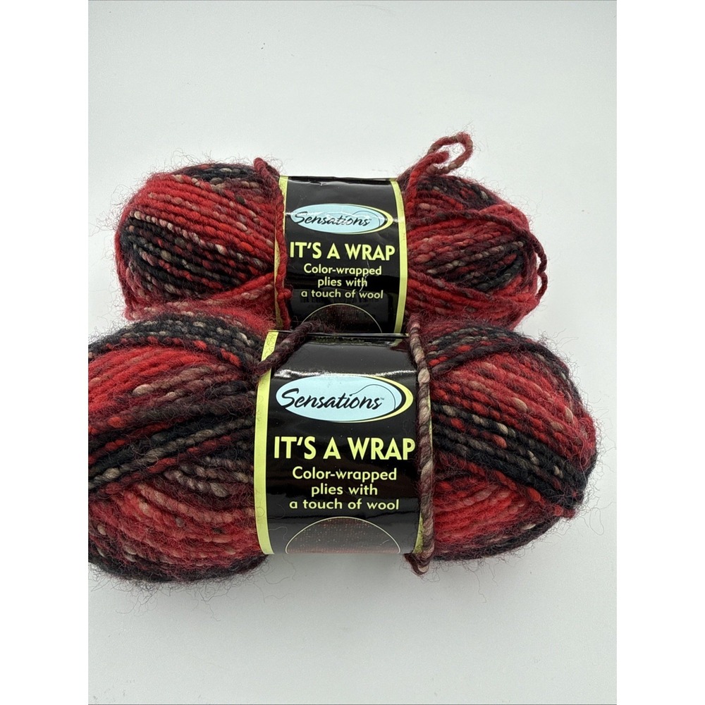 Lot of 2 Sensations IT'S A WRAP Yarn Nylon/Wool Blend 103 Yards  Taupe #3